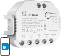 Smart Wi‑Fi switch SONOFF Dual R3 with energy monitoring