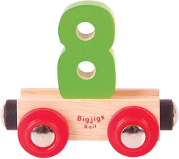 Vagonėlis su skaičiumi 8 medinei traukinių trasai BIGJIGS RAIL