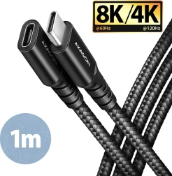 AXAGON USB‑C extension cable Gen2 1 m, 20 Gbps, PD 240 W, 5 A, braided, black