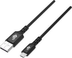 USB kabelis TB 1 m, silikoninis, juodas, su greituoju įkrovimu