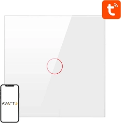 Išmanus jutiklinis jungiklis ZigBee Avatto 1 kanalo TUYA baltas
