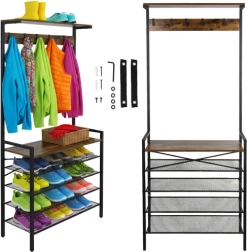 Freestanding entryway rack with coat hooks Ruhhy 189 cm