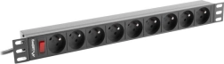 Rakinė maitinimo juosta PDU 19" 1U 16 A, 9 FR lizdai, 230 V, 3 m kabelis, juoda