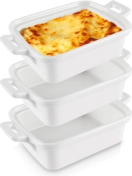 Baltos porcelianinės kepimo formelės 160 ml, 3 vnt. rinkinys