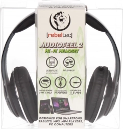 AUDIOFEEL2 Black stereo headphones with microphone, 4‑pin 3.5 mm jack
