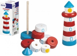 Medinė dėliojama piramidė švyturys DETOA