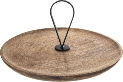 Wooden tiered mango wood stand 30.5 cm with metal handle