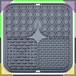 Silikoninis laižymo kilimėlis šunims ir katėms, antistresinis, lėtinantis ėdimą, pilkas 20 × 20 cm