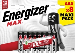 Šarminės baterijos AAA ENERGIZER MAX, lizdinė pakuotė 8 vnt.