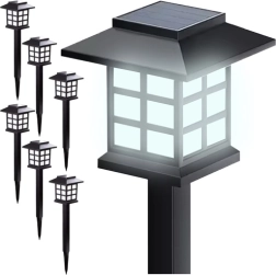 Saulės sodo lempos GARDLOV, 6 vnt. rinkinys, šaltai balta, amorfinis panelis