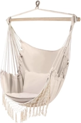 Pakabinama braziliška kėdė su pagalvėlėmis Gardlov – Smėlio