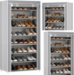 8 aukštų batų stovas su dulkėms atspariu uždangalu – pilkas