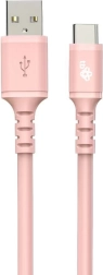 Silikoninis USB–USB C laidas 1 m, rožinis