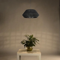 Pakabinamas šviestuvas iš natūralaus ratano 50 cm, juodas