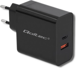 Universalus ir galingas Qoltec 63W įkroviklis su USB-C PD ir USB QC 3.0 juodas