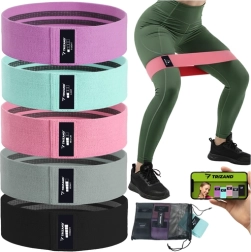 TRIZAND medžiaginių pasipriešinimo gumų rinkinys 5 vnt., 5–35 kg, su treniruočių planu