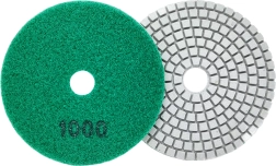 Set of 80 mm diamond polishing pads for tiles and stone, dry and wet, hook-and-loop – grit 1000, 10 pcs