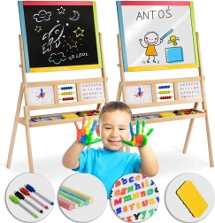 Large magnetic rotating chalkboard with fun clock RICOKIDS – multicolor