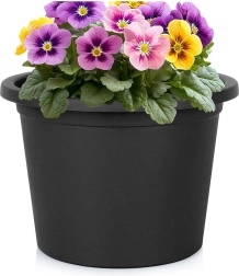 Plastic garden flower pot black round 27.5 cm