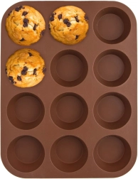 Brown silicone muffin tray SILLINIE, 12 cups