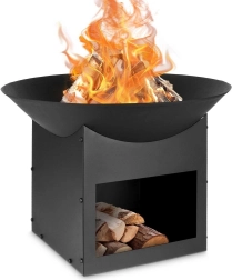Sodo metalinė ugnies duobė 56 cm su malkų laikymo vieta Ambiance