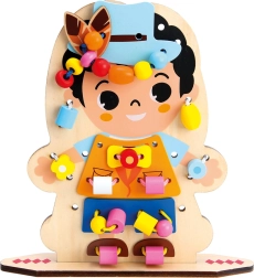 Bino linksmas rengimas – medinis vėrimo žaidimas vaikams