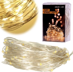 Dekoratyvinės LED vieliniai žibintai, šilta balta – 10 m, 100 LED