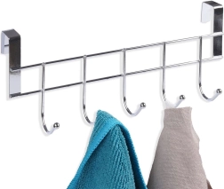 Pakabinamas durų rankšluosčių kabliukas ORION, chromas, 5 kabliukai