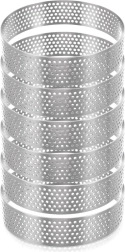 Perforuoti nerūdijančio plieno tartaletų žiedai 8 cm, 6 vnt. rinkinys