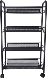 Vonios ir virtuvės lentyna su keturiomis erdviomis lentynomis – juoda