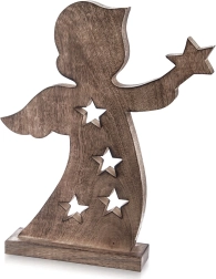 Medinė angelo figūrėlė iš mango medienos 43 cm