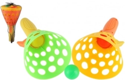 Plastinis žaidimas Catch Ball – rinkinys iš 2 krepšelių ir 3 kamuoliukų, 19 cm tinklelyje