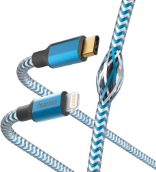 Hama Reflected įkrovimo ir duomenų kabelis USB-C – Lightning 1,5 m mėlynas