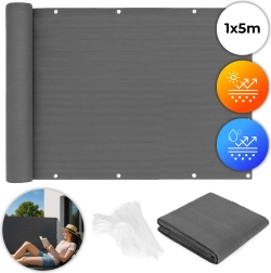 Balkono užuolaida 100x500 cm su montavimo priedais, pilka MultiGarden