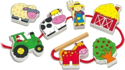 VIGA medinės veriamos ūkininko kaladėlės Montessori