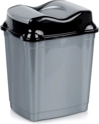 Plastikinė šiukšliadėžė su atverčiamu dangčiu 9 l, pilka