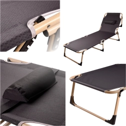 LUARO Folding Camping Cot with Adjustable Backrest, 193 cm – Grey