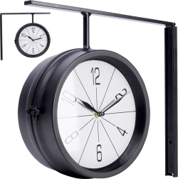 Metal double-sided wall clock 30.5 × 9.5 × 28 cm, black