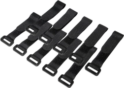 Kabelių organizatorius su lipukinėmis juostelėmis, juodas, 15 cm, 10 vnt.