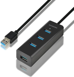 AXAGON HUE-S2BL 4 prievadų USB 3.2 Gen 1 šakotuvas su įkrovimu ir 1,2 m kabeliu