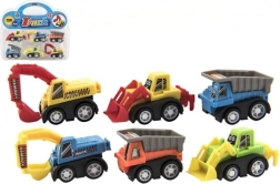 Mini statybinių mašinų rinkinys 6 vnt. blisteryje, 5 cm