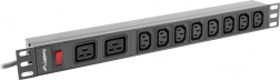 Lanberg stovo maitinimo juosta PDU 19" 1U, 16 A, 8× C13 + 2× C19, įėjimas C20 – juoda