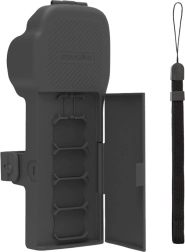 Sunnylife apsauginis dėklas su dirželiu ir kaklo virvele, skirtas DJI Osmo Pocket 3 – pilkas