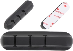 Lipnus silikoninis laidų laikiklis, 3 lizdai, juodas