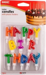 Torto žvakutės „Happy Birthday“ 13 vnt.