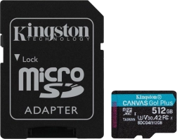 MicroSD Card 512 GB Canvas Go! Plus 200 MB/s A2 U3 V30 + Adapter
