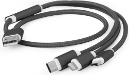 USB įkrovimo laidas 3 viename, 1 m, juodas