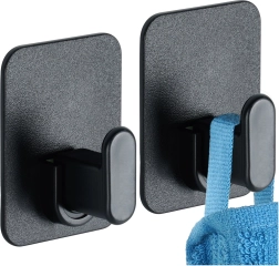 Self-adhesive wall hooks black 5 × 6.5 cm, set of 2 VILDE