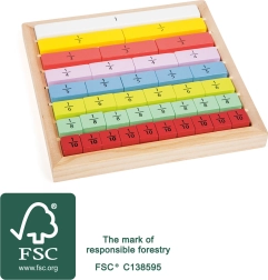 Small Foot edukacinė lentelė su trupmenomis iš spalvotos medienos