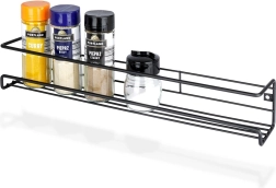 Metalinė sieninė prieskonių lentynėlė juoda